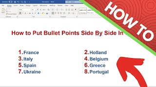 How to Put Bullet Points Side By Side In Word In Two Columns [upl. by Deerc]