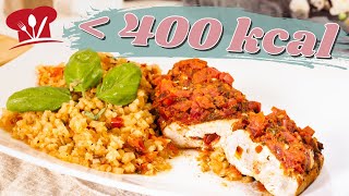 Schnelles KETO Rezept unter 400 kcal 😲 Gefüllte Hühnerbrust  Hasselback Chicken mit Blumenkohlreis [upl. by Janella]