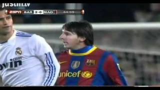 Ricardo Carvalho elbows Messi [upl. by Ecirad]