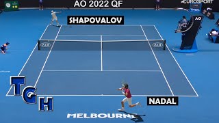 Nadal vs Shapovalov  Australian open 2022 Quarter final Tennis Elbow 2013 Gameplay [upl. by Etem]