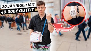 20 JÄHRIGES RICH KID mit 40000€ OUTFIT🔥💰 WIE VIEL IST DEIN OUTFIT WERT  MAHAN [upl. by Filiano]