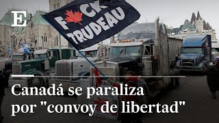 MILES de CAMIONEROS ANTIVACUNAS se manifiestan en CANADÁ  EL PAÍS [upl. by Beyer]