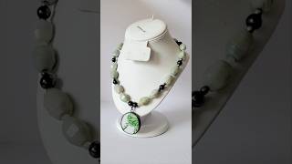 THE TURTLE SHELL Agate and Hematite Stone Necklace with Painted Ceramic Pendant FOR SALE [upl. by Dannye]