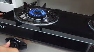 KSH  Milux MSG6300 Tempered Glass Double Burner Gas Cooker Table Top display video [upl. by Sirkin]