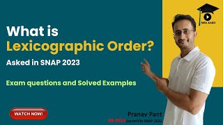 What is Lexicographic Order asked in SNAP 2023 Questions from SNAP  Solved Examples [upl. by Dlorag]