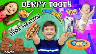 Mikes DERPY Stubborn Tooth Rolled Up Ice Cream Backyard Fort Updates FUNnel Family Vlog [upl. by Sibie294]