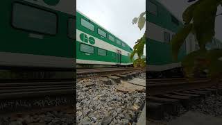 BLARING horn from a fast moving GO Transit train Hamilton train gotrain railfan railfanning [upl. by Ettenim225]