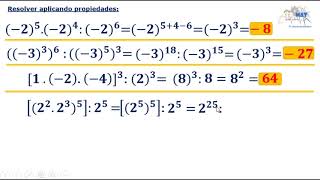 PROPIEDADES DE LA POTENCIACIÓN DE NÚMEROS ENTEROS PARTE 2 [upl. by Donelu]