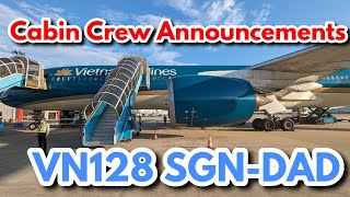 【機内アナウンスCabin Crew Announcements】ベトナム航空VN128 ホーチミン→ダナン A350900 VNA890 [upl. by Ardle316]