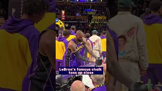 LeBron’s famous chalk toss up close  Watch Austin Reaves 😅 lakersnation NBA short 🏀💯 [upl. by Atilam]