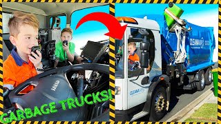 Garbage Trucks for Kids Video  kids drive the real trash truck  min min playtime  blippi fan [upl. by Annahvas371]