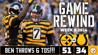 2014 Steelers vs Colts Highlights  Big Ben throws 6 TDs Steelers win 5134  Pittsburgh Steelers [upl. by Cyprio]