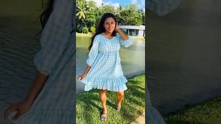 Linen fabric short frock ලිනන් රෙද්දෙන් කරපු කොට ගවුමි ඩිසයින් එකviralvideo trending dress [upl. by Yduj]