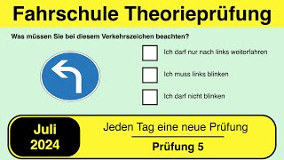 🚘 Führerschein Theorieprüfung Klasse B 🚗 Juli 2024  Prüfung 5 🎓📚 [upl. by Aokek]