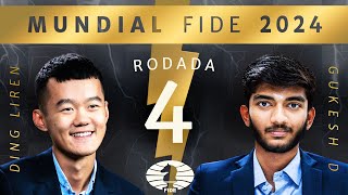 QUEM SERÁ O CAMPEÃO DO MUNDO  MUNDIAL de XADREZ 2024  RODADA 4 [upl. by Urbas]