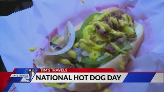 Tims Travels Celebrate National Hot Dog Day at Steves Hot Dog [upl. by Adnohsel984]