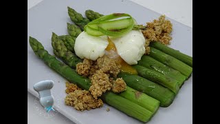 Recette dasperges vertes oeuf mollet crumble au Roquefort [upl. by Obed]