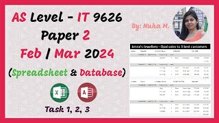 AS Level IT Mar 2024 Paper 2 Spreadsheet amp Database [upl. by Meridith]