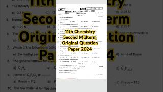 11th Chemistry Second Midterm Original Question Paper 2024 Most Important Question [upl. by Angelle]