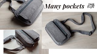 DIY Making Bag with many pockets Multi pocket crossbody bag sewing tutorial [upl. by Manfred]