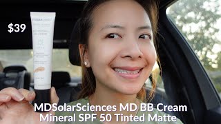 MDSolarSciences MD Crème Tinted Mineral Matte BB Cream SPF 50 Wear Test  Tiana Le [upl. by Brigitte]