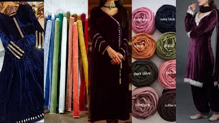 Plain Velvet Suit Designs 2024  Winter Dress Designs with Laces [upl. by Yecaw]