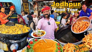 Jodhpur Food Must visit Places  Indian Street Food Mirchi Bada Shahi Samosa Gulab Jamun Ki Sabzi [upl. by Saxen]