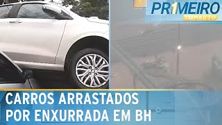 Chuva intensa em BH leva carros alaga casas e assusta a população  Primeiro Impacto 142224 [upl. by Hermine]