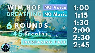 WIM HOF Guided Breathing  45 Breaths 6 Rounds Increasing Pace  To 245min No Voice No Music [upl. by Fabi361]