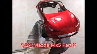 Tamiya 124 Mazda MX5 Part 2 Painting Step By Step [upl. by Okimik]