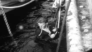 USS Squalus bow seen during recovery attempts HD Stock Footage [upl. by Hebert934]