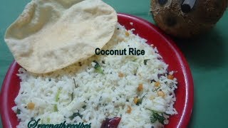 Coconut Rice  Thengai Saadam  Lunch Box Recipe  Variety Rice [upl. by Wiltz]