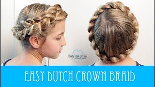 EASY DUTCH CROWN BRAID  NO BOBBY PINS [upl. by Ardnayek]