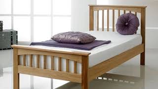 Oak Single Bed Frame Furniture in India [upl. by Einafit]