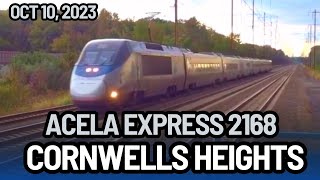 Amtrak Acela Express 2168 at Cornwells Heights Northeast Corridor  Oct 10 2023 [upl. by Gnah]