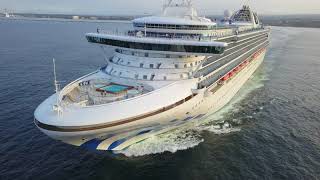 380 drone view of the Princess Cruises Ship leaving Hilo bay on 3282018 [upl. by Kathlene781]