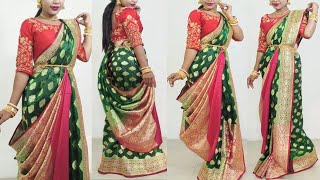 বিয়ে বাড়ি শাড়ি স্টাইল  NEW BANARASI BRIDAL SAREE DRAPING [upl. by Tita]