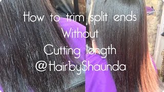 How to trim split ends without cutting length  HairbyShaunda [upl. by Enaxor]