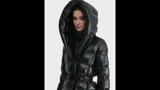 RUDSAK Shiny TAYLOR FITTED GLOSSY DOWN PUFFER Jacket Hooded Black Women [upl. by Lebam]