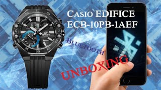 Casio EDIFICE ECB10PB1AEF Bluetooth function UNBOXING  Pairing with smartphone 4K [upl. by Hairam292]