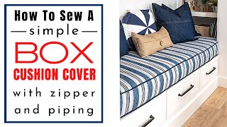 STEP BY STEP HOW TO SEW A BOX CUSHION COVER with zipper amp piping  NO fancy machine required [upl. by Ttekcirc]