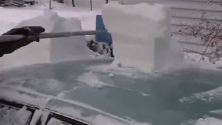 How To Clear 14 Inches Of Snow Off Vehicle In 10 Seconds With SnoBrum [upl. by Arabeila]