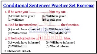 Conditional Sentences Practice Set for All Competitive Exams  Conditional Sentences Exercise [upl. by Eeznyl60]