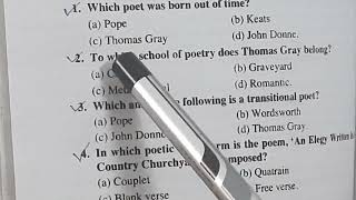 Important MCQs on Thomas Gray and his Elegy Written in a Country Churchyard [upl. by Iong575]