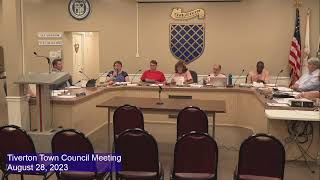 Tiverton Town Council Meeting 8282023 [upl. by Atinal]