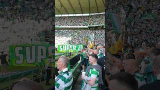 Celtic fans celebrating with Joe Hart tifo and smoke everywhere 💚🤍🧡celticfc celtic greenbrigade [upl. by Zsuedat]