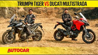 Triumph Tiger 900 GT vs Ducati Multistrada 950 S  Business and pleasure  Comparison Autocar India [upl. by Icyac]