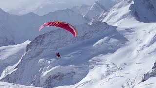 Ueli Steck Paraglides Between Mountains In The Swiss Alps [upl. by Erdnad]