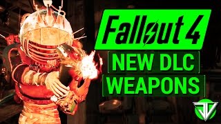 FALLOUT 4 NEW Automatron DLC Assaultron Gun Saw Blade and Lightning Gun New WEAPONS Analysis [upl. by Thant915]