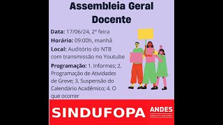 ASSEMBLEIA GERAL DOCENTE  17062024 [upl. by Velasco]